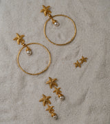Double Starfish & Pearl Earrings